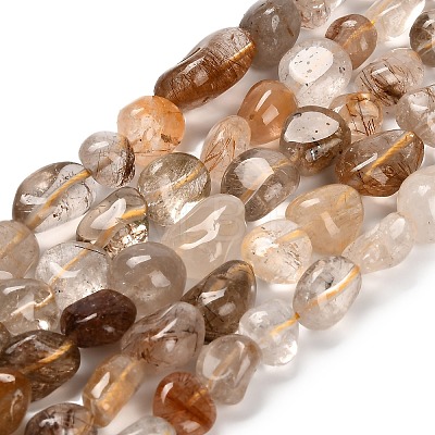 Natural Gold Rutilated Quartz Beads Strands G-P568-C09-01-1