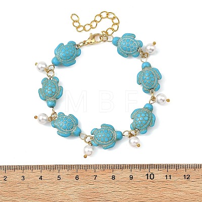 Round Shell Pearl Beads Charm Bracelets BJEW-JB14132-01-1