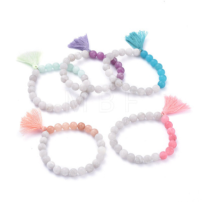 Cotton Thread Tassel Charm  Bracelets BJEW-JB05169-M-1