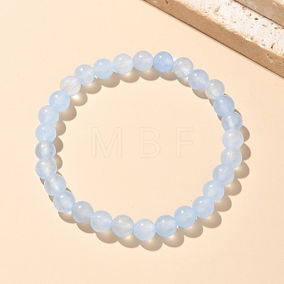 Natural & Dyed White Jade Bead Stretch Bracelets BJEW-K212-A-018-1