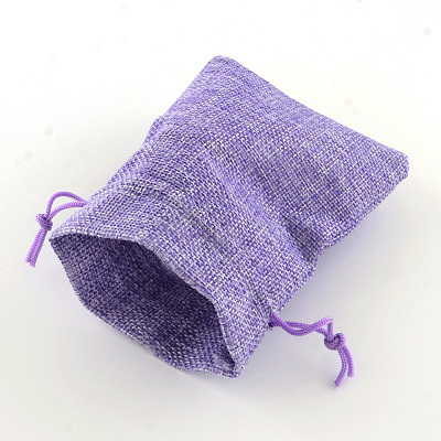 Polyester Imitation Burlap Packing Pouches Drawstring Bags ABAG-R004-14x10cm-08-1