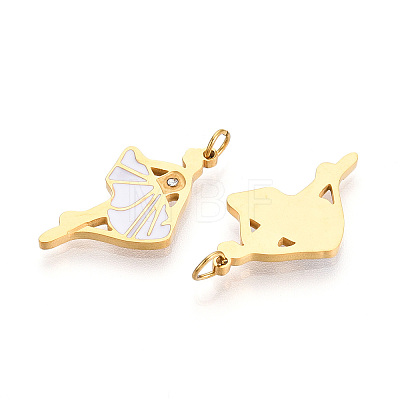 304 Stainless Steel Enamel Pendants STAS-N115-01A-G-1