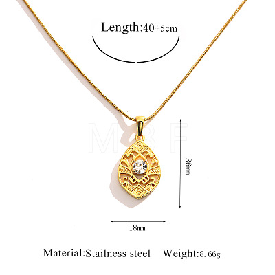 304 Stainless Steel Crystal Rhinestone Hollow Pendant Necklaces WG5EFC4-01-1