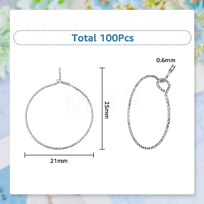 100Pcs 316 Surgical Stainless Steel Hoop Earrings Findings STAS-DC0010-45-1