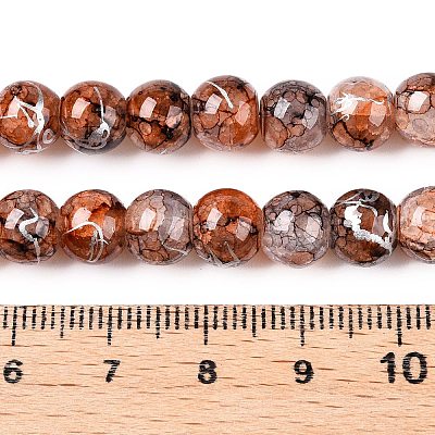 Drawbench Crackle Glass Beads Strands GLAA-N006-8mm-07-1