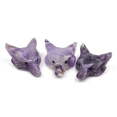 Natural Amethyst Carved Healing Wolf Head Figurines PW-WG39842-02-1