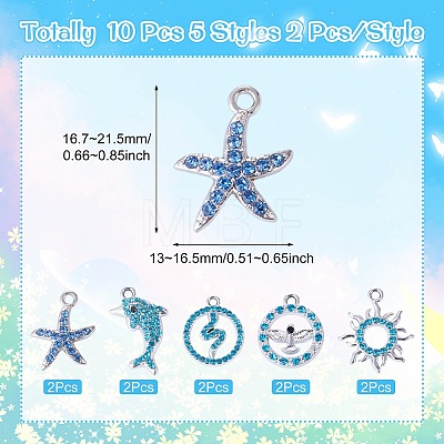10Pcs 5 Styles Alloy Pendants FIND-TADJ0001-26C-1