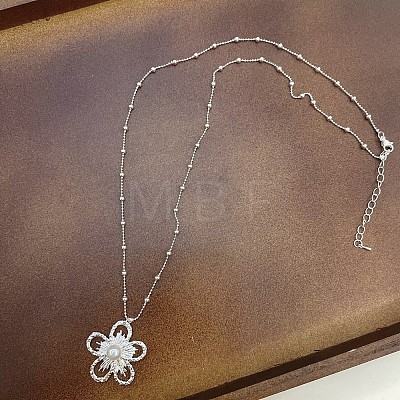 Alloy Hollow Flower Pendant Necklaces for Women WG07DCA-04-1