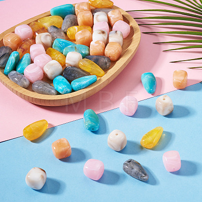 60Pcs 6 Colors Opaque Acrylic Beads OACR-TA0004-96-1