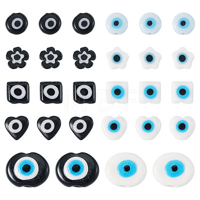 74Pcs 10 Styles Handmade Evil Eye Lampwork Beads LAMP-TA0002-73-1