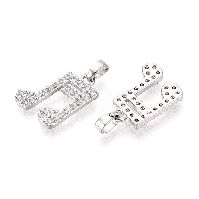 Brass Micro Pave Clear Cubic Zirconia Pendants KK-T075-84P-1