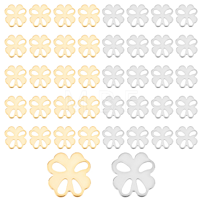 40Pcs 2 Colors 304 Stainless Steel Cabochons STAS-DC0001-21-1