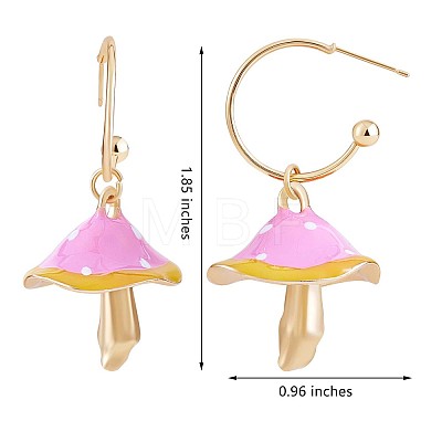 Enamel Mushroom Dangle Stud Earrings JE987D-1