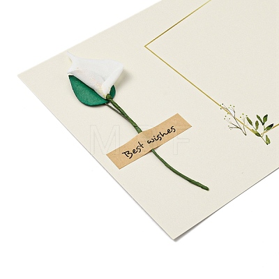 Dried Calla Lily Paper Thank You Greeting Cards AJEW-K043-01G-1