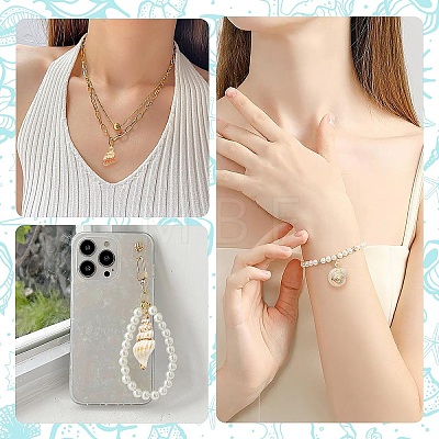 10Pcs 5 Styles Electroplated Natural Mixed Shell Pendants BSHE-YW0001-22-1