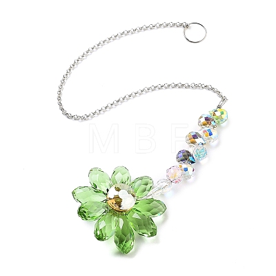 Glass Flower Hanging Suncatchers HJEW-C009-01B-1