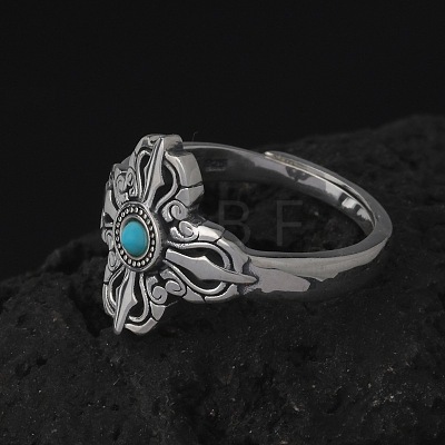 Religious Element Brass with Synthetic Turquoise Rings PW-WG506A7-01-1