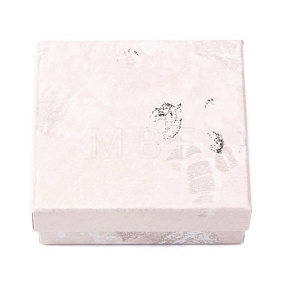 Floral Oil Painting Print Square Cardboard Jewelry Boxes CBOX-A010-01B-06-1