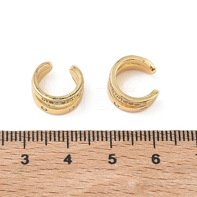Two-layer C-Shaped Brass Micro Pave Clear Cubic Zirconia Cuff Earrings EJEW-L316-01G-04-1