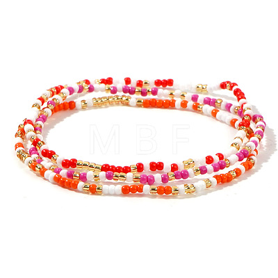 Sweet and Stylish Colorful Glass Seed Beaded Stretch Bracelets Set for Women Girl DX3454-1