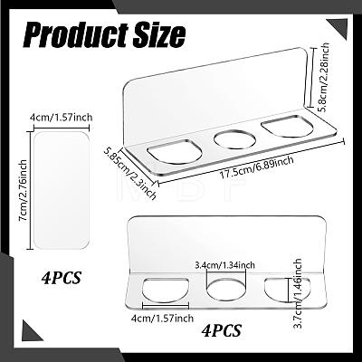 3-Slot Multi-Purpose Acrylic Comb Organizer Wall-Mounted Bathroom Storage Shelf ODIS-WH0030-334A-1