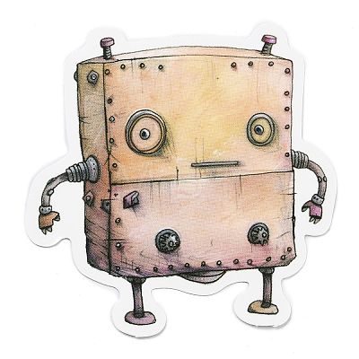 50Pcs Cartoon Robot Paper Self-Adhesive Picture Stickers AJEW-S086-03-1