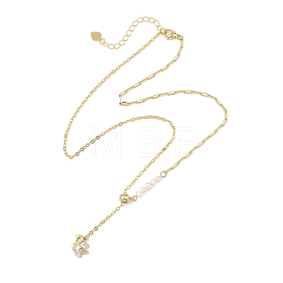 Adjustable Brass Cable Chain & Paperclip Chain Lariat Necklaces NJEW-JN06150-02-1