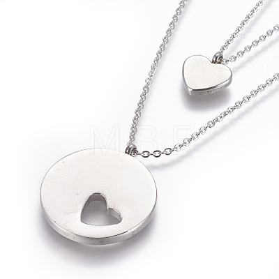 304 Stainless Steel Tiered Necklaces NJEW-E141-22-1