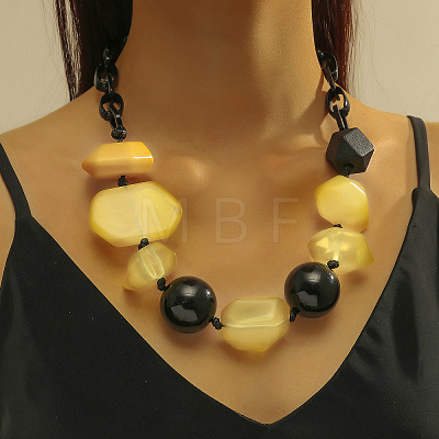 Bohemian Resin Nuggets Beaded Chunky Necklaces for Women FS-WGA6DA1-03-1