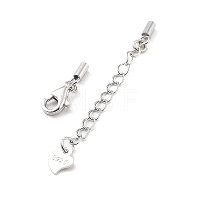 Rhodium Plated 925 Sterling Silver Curb Chain Extender STER-G039-03B-P-1