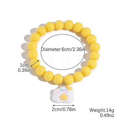 Resin Charm Round Acrylic Beaded Stretch Bracelets for Kid WG37424-03-1