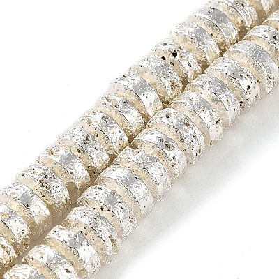 Electroplated Natural Lava Rock Beads Strands G-I360-A02-04-1