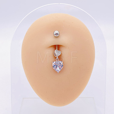 304 Stainless Steel Micro Pave Cubic Zirconia Belly Rings WGADED5-46-1