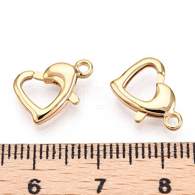 Brass Heart Lobster Claw Clasps KK-N254-16G-1