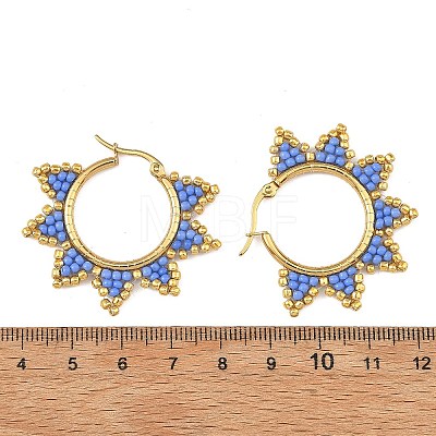 Glass Beaded Hoop Earrings EJEW-MZ00750-01-1