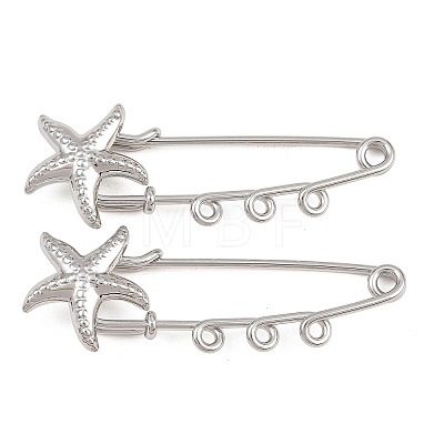 Starfish 304 Stainless Steel Safety Pins Brooch Findings SA-CBA098D-16I-P03-1
