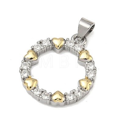 Valentine's Day Brass Micro Pave Clear Cubic Zirconia Pendants KK-A293-19C-G-1