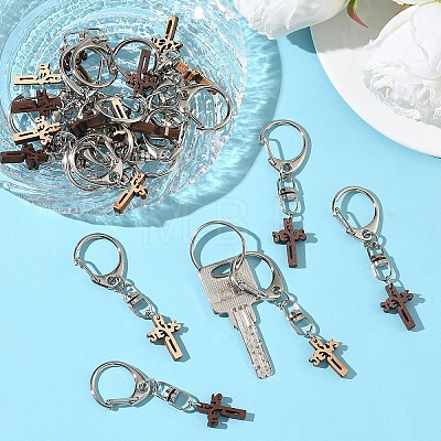 20Pcs Wood Cross Pendant Decorations HJEW-YW00293-1