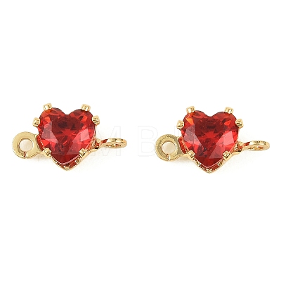 Brass Pave Cubic Zirconia Heart Connector Charms KK-P347-02G-03-1