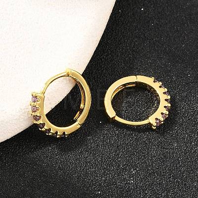 Brass Micro Pave Cubic Zirconia Hoop Earrings KK-Z166-14G-01-1