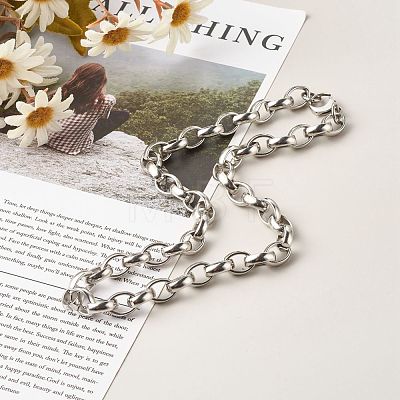 304 Stainless Steel Rolo Chain Necklace for Men Women NJEW-JN03651-1