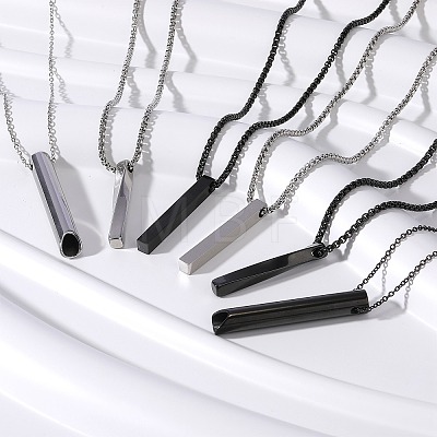 2Pcs 2 Color Stainless Steel Minimalist Rectangle Pendant Necklaces Set JN1123A-1