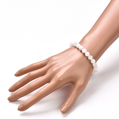 Natural Selenite Beads Stretch Bracelets BJEW-JB06620-02-1