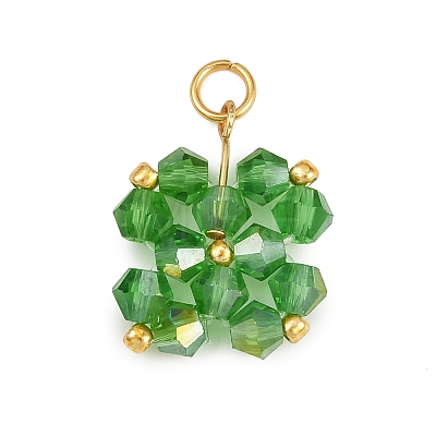 5Pcs 5 Colors Transparent Glass Beads Pendants PALLOY-JF04465-01-1