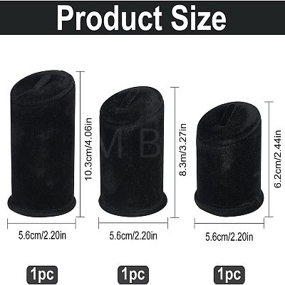 3Pcs 3 Sizes Velvet Ring Displays RDIS-WH0001-16-1