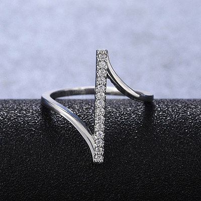 Brass Micro Pave Clear Cubic Zirconia Finger Rings for Women WG82572-04-1