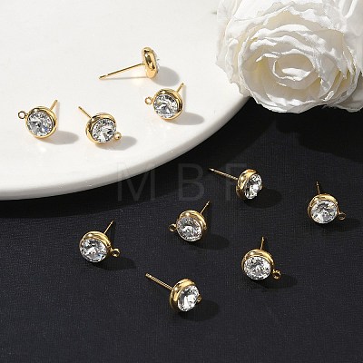 SHEGRACE Brass Rhinestone Flat Round Stud Earring Findings XGR0099G-120G-1