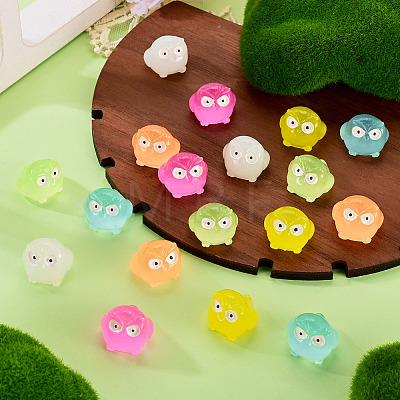 18Pcs 6 Colors Luminous Resin Owl Display Ornaments DJEW-TAD0001-02-1
