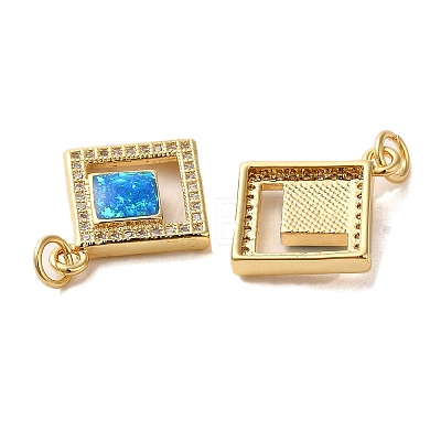 Brass Micro Pave Cubic Zirconia with Synthetic Opal Pendants KK-D096-17G-1