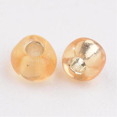 Pale Goldenrod 11/0 Grade A Round Transparent Glass Seed Beads X-SEED-Q007-F33-1